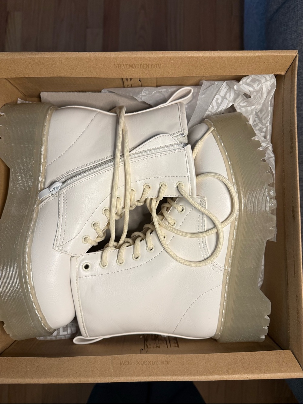 Steve Madden Creamy White Lug Sole Combat Boots